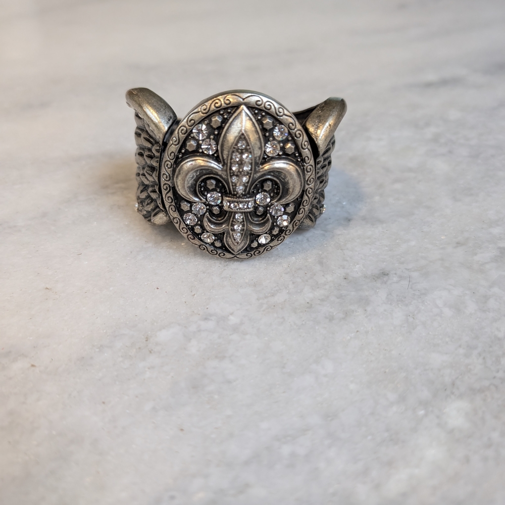 Silver Fleur-de-Lis Cuff Bracelet